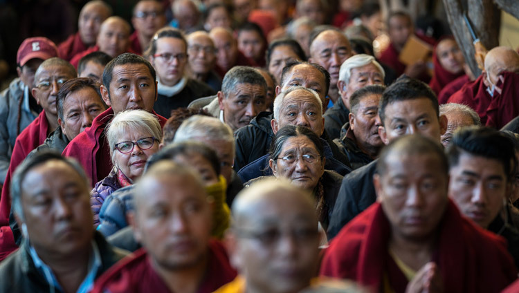 Members of the audience listening to His Holiness the Dalai Lama's teachings at the Main Tibetan Temple in Dharamsala, HP, India on March 14, 2017. Photo by Tenzin Choejor/OHHDL Members of the audience listening to His Holiness the Dalai Lama's teachings at the Main Tibetan Temple in Dharamsala, HP, India on March 14, 2017. Photo by Tenzin Choejor/OHHDL