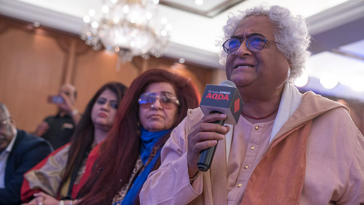 Noted Indian designer and art curator Rajeev Sethi asking His Holiness the Dalai Lama a question during an Indian Express Adda in New Delhi, India on May 24, 2017. Photo by Tenzin Choejor/OHHDL Noted Indian designer and art curator Rajeev Sethi asking His Holiness the Dalai Lama a question during an Indian Express Adda in New Delhi, India on May 24, 2017. Photo by Tenzin Choejor/OHHDL