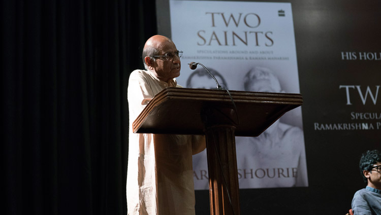 Shyam Saran speaking at the launch of Arun Shourie's book "Two Saints" at the Indian International Centre in New Delhi, India on May 25, 2017. Photo by Tenzin Choejor/OHHDL Shyam Saran speaking at the launch of Arun Shourie's book "Two Saints" at the Indian International Centre in New Delhi, India on May 25, 2017. Photo by Tenzin Choejor/OHHDL
