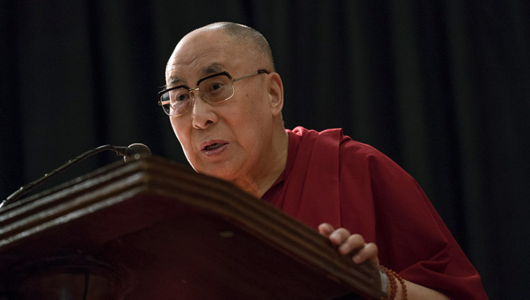 His Holiness the Dalai lama addressing the audience at the launch of Arun Shourie's book "Two Saints" at the Indian International Centre in New Delhi, India on May 25, 2017. Photo by Tenzin Choejor/OHHDL His Holiness the Dalai lama addressing the audience at the launch of Arun Shourie's book "Two Saints" at the Indian International Centre in New Delhi, India on May 25, 2017. Photo by Tenzin Choejor/OHHDL