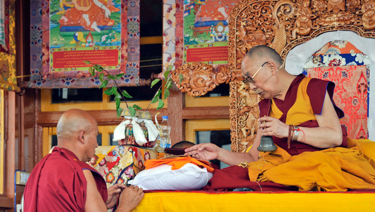 His Holiness the Dalai Lama giving the Avalokiteshvara Empowerment in Padam, Zanskar, J&K, India on July 17, 2017. Photo by Lobsang Tsering/OHHDL His Holiness the Dalai Lama giving the Avalokiteshvara Empowerment in Padam, Zanskar, J&K, India on July 17, 2017. Photo by Lobsang Tsering/OHHDL