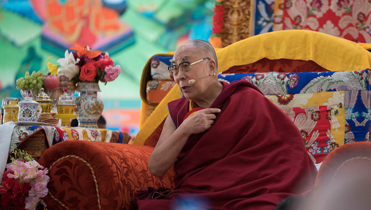 His Holiness the Dalai Lama speaking at the inauguration ceremony at Dudjom Nunnery in Shey, Ladakh, J&K, India on July 26, 2017. Photo by Tenzin Choejor/OHHDL His Holiness the Dalai Lama speaking at the inauguration ceremony at Dudjom Nunnery in Shey, Ladakh, J&K, India on July 26, 2017. Photo by Tenzin Choejor/OHHDL
