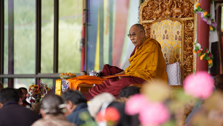 His Holiness the Dalai Lama speaking on the second day of his teachings in Leh, Ladakh, J&K, India on July 29, 2017. Photo by Tenzin Choejor/OHHDL His Holiness the Dalai Lama speaking on the second day of his teachings in Leh, Ladakh, J&K, India on July 29, 2017. Photo by Tenzin Choejor/OHHDL