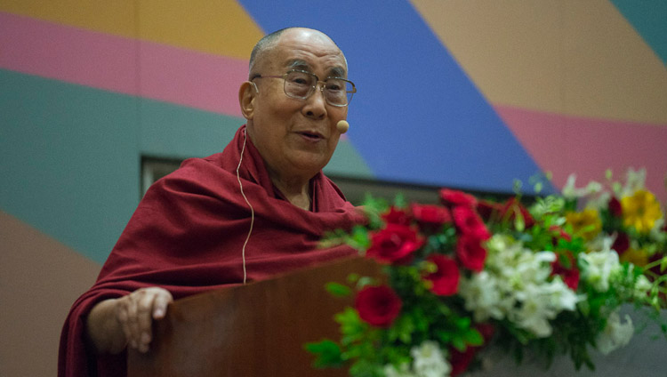 His Holiness the Dalai Lama giving the inaugural address at the launch of the Secular Ethics for Higher Education course at Tata Institute of Social Sciences in Mumbai, India on August 14, 2017. Photo by Tenzin Choejor/OHHDL His Holiness the Dalai Lama giving the inaugural address at the launch of the Secular Ethics for Higher Education course at Tata Institute of Social Sciences in Mumbai, India on August 14, 2017. Photo by Tenzin Choejor/OHHDL