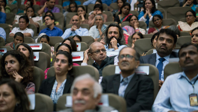 Members of the audience listening to His Holiness the Dalai Lama at the launch of the Secular Ethics for Higher Education course at Tata Institute of Social Sciences in Mumbai, India on August 14, 2017. Photo by Tenzin Choejor/OHHDL Members of the audience listening to His Holiness the Dalai Lama at the launch of the Secular Ethics for Higher Education course at Tata Institute of Social Sciences in Mumbai, India on August 14, 2017. Photo by Tenzin Choejor/OHHDL