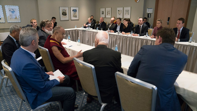 His Holiness the Dalai Lama meeting with parliamentarians from the Baltic States in Riga, Latvia on September 24, 2017. Photo by Tenzin Choejor His Holiness the Dalai Lama meeting with parliamentarians from the Baltic States in Riga, Latvia on September 24, 2017. Photo by Tenzin Choejor