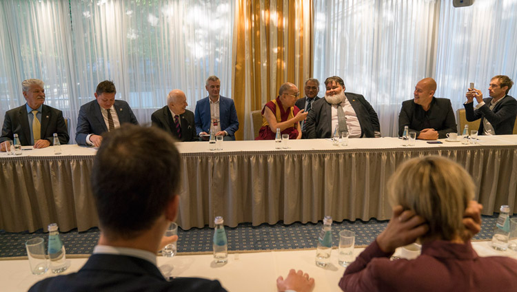 His Holiness the Dalai Lama meeting with parliamentarians from the Baltic States in Riga, Latvia on September 24, 2017. Photo by Tenzin Choejor His Holiness the Dalai Lama meeting with parliamentarians from the Baltic States in Riga, Latvia on September 24, 2017. Photo by Tenzin Choejor