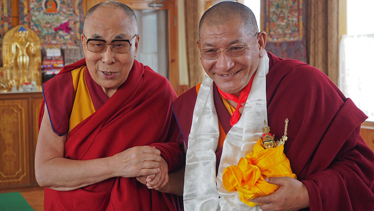 His Holiness the Dalai Lama with Kathok Getse Rinpoche during their meeting in Bodhgaya, Bihar, India on January 27, 2018. Photo by Jeremy Russell His Holiness the Dalai Lama with Kathok Getse Rinpoche during their meeting in Bodhgaya, Bihar, India on January 27, 2018. Photo by Jeremy Russell