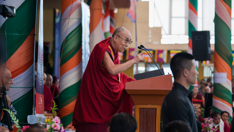 His Holiness the Dalai Lama addressing the gathering at the Thank You India celebration at the Main Tibetan Temple in Dharamsala, HP, India on March 31, 2018. Photo by Tenzin Choejor His Holiness the Dalai Lama addressing the gathering at the Thank You India celebration at the Main Tibetan Temple in Dharamsala, HP, India on March 31, 2018. Photo by Tenzin Choejor