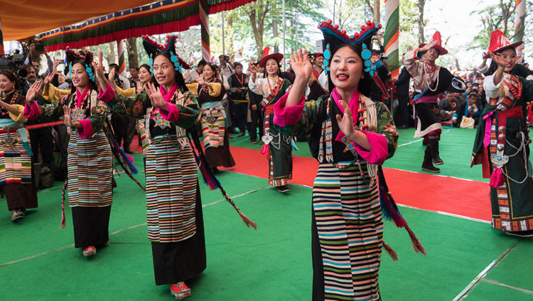 Members of TIPA performing as the Thank You India celebration draws to a close at the Main Tibetan Temple couryard in Dharamsala, HP, India on March 31, 2018. Photo by Tenzin Choej Members of TIPA performing as the Thank You India celebration draws to a close at the Main Tibetan Temple couryard in Dharamsala, HP, India on March 31, 2018. Photo by Tenzin Choej