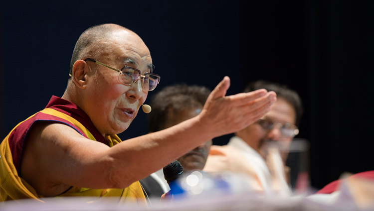 His Holiness the Dalai Lama speaking at the Nehru Memorial Museum and Library auditorium in New Delhi, India on April 22, 2018. Photo by Tenzin Choejor His Holiness the Dalai Lama speaking at the Nehru Memorial Museum and Library auditorium in New Delhi, India on April 22, 2018. Photo by Tenzin Choejor