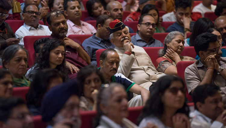 Some of the over 300 people listening to His Holiness the Dalai Lama speaking at the Nehru Memorial Museum and Library auditorium in New Delhi, India on April 22, 2018. Photo by Tenzin Choejor Some of the over 300 people listening to His Holiness the Dalai Lama speaking at the Nehru Memorial Museum and Library auditorium in New Delhi, India on April 22, 2018. Photo by Tenzin Choejor