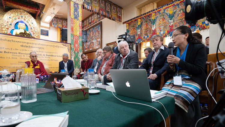 Dr Namdol Lhamo of the Tibetan Medical and Astro-science Institute making a presentation on Understanding the World in the context of the Tibetan medical tradition at the Dialogue between Russian and Buddhist Scholars in Dharamsala, HP, India on May 4, 2018. Photo by Tenzin Choejor Dr Namdol Lhamo of the Tibetan Medical and Astro-science Institute making a presentation on Understanding the World in the context of the Tibetan medical tradition at the Dialogue between Russian and Buddhist Scholars in Dharamsala, HP, India on May 4, 2018. Photo by Tenzin Choejor