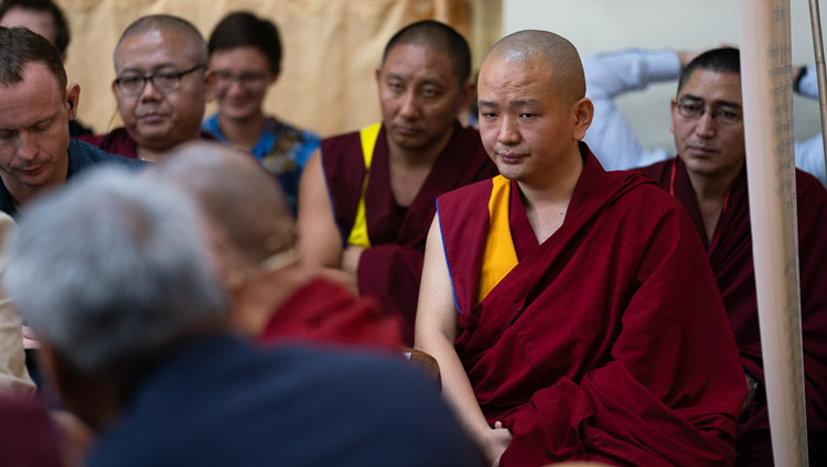 Some of the Buddhist scholars in the audience listening to His Holiness the Dalai Lama's comments n the second day of the Dialogue between Russian and Buddhist Scholars in Dharamsala, HP, India on May 4, 2018. Photo by Tenzin Choejor Some of the Buddhist scholars in the audience listening to His Holiness the Dalai Lama's comments n the second day of the Dialogue between Russian and Buddhist Scholars in Dharamsala, HP, India on May 4, 2018. Photo by Tenzin Choejor