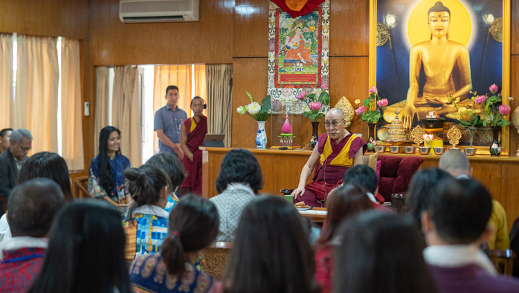 His Holiness the Dalai Lama speaking to groups from Vietnam at his residence in Dharamsala, HP, India on May 21, 2018. Photo by Tenzin Choejor His Holiness the Dalai Lama speaking to groups from Vietnam at his residence in Dharamsala, HP, India on May 21, 2018. Photo by Tenzin Choejor
