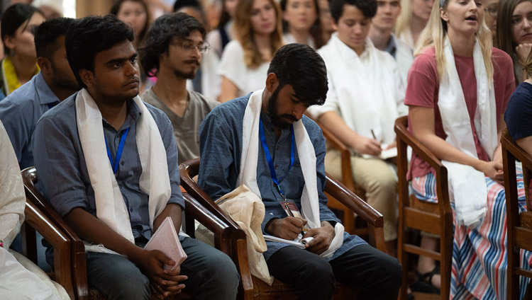 Members of the audience listening to His Holiness the Dalai Lama during their meeting at his residence in Dharamsala, HP, India on June 1, 2018. Photo by Tenzin Choejor Members of the audience listening to His Holiness the Dalai Lama during their meeting at his residence in Dharamsala, HP, India on June 1, 2018. Photo by Tenzin Choejor