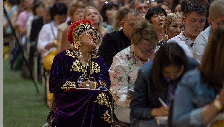 Some of the more than 4000 people attending the teachings listening to His Holiness the Dalai Lama at Skonto Hall in Riga, Latvia on June 16, 2018. Photo by Tenzin Choejor