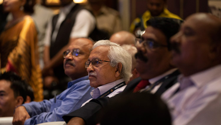 Members of the audience listening to His Holiness the Dalai Lama speaking at the Thank You Karnataka program in Bengaluru, Karnataka, India on August 10, 2018. Photo by Tenzin Choejor Members of the audience listening to His Holiness the Dalai Lama speaking at the Thank You Karnataka program in Bengaluru, Karnataka, India on August 10, 2018. Photo by Tenzin Choejor