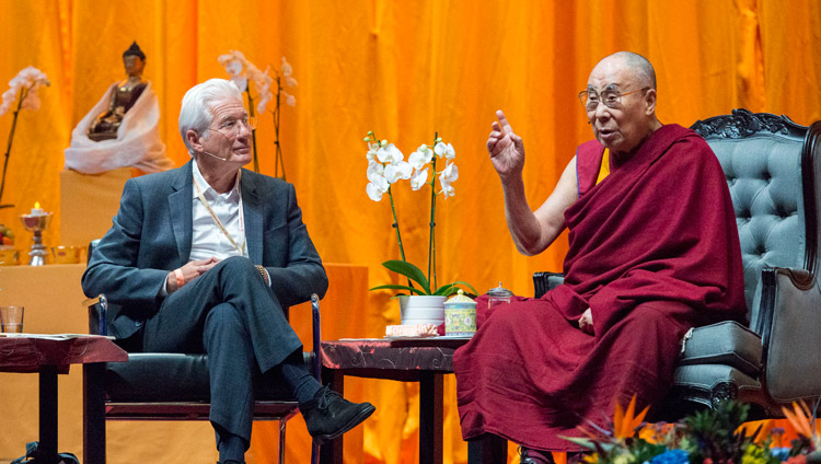 International Campaign for Tibet (ICT) Chairman Richard Gere and His Holiness the Dalai Lama in conversation at the Ahoy convention centre in Rotterdam, Netherlands on September 16, 2018. Photo by Jurjen Donkers International Campaign for Tibet (ICT) Chairman Richard Gere and His Holiness the Dalai Lama in conversation at the Ahoy convention centre in Rotterdam, Netherlands on September 16, 2018. Photo by Jurjen Donkers