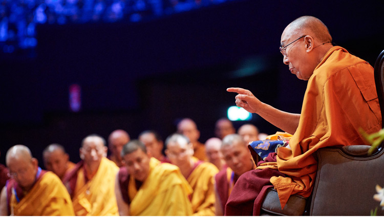His Holiness the Dalai Lama during his teaching at the Ahoy Arena in Rotterdam, the Netherlands on September 17, 2018. Photo by Olivier Adam His Holiness the Dalai Lama during his teaching at the Ahoy Arena in Rotterdam, the Netherlands on September 17, 2018. Photo by Olivier Adam