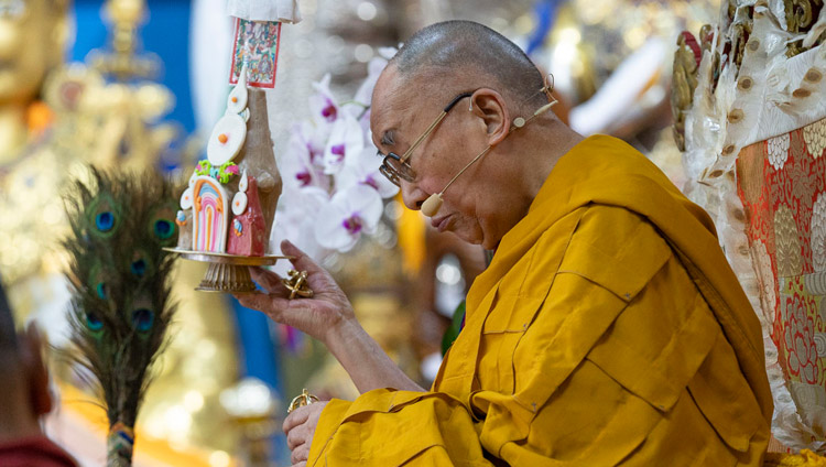 His Holiness the Dalai Lama giving the permission of Avalokiteshvara Who Liberates from the Lower Realms on the final day of teachings at the Main Tibetan Temple in Dharamsala, HP, India on October 6, 2018. Photo by Ven Tenzin Jamphel His Holiness the Dalai Lama giving the permission of Avalokiteshvara Who Liberates from the Lower Realms on the final day of teachings at the Main Tibetan Temple in Dharamsala, HP, India on October 6, 2018. Photo by Ven Tenzin Jamphel