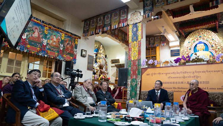 Prof Albert M Chang delivering his presentation on quantum transport on the second day of the Dialogue between His Holiness the Dalai Lama and Chinese Scientists on Quantum Effects at the Main Tibetan Temple in Dharamsala, HP, India on November 2, 2018. Photo by Ven Tenzin Jamphel Prof Albert M Chang delivering his presentation on quantum transport on the second day of the Dialogue between His Holiness the Dalai Lama and Chinese Scientists on Quantum Effects at the Main Tibetan Temple in Dharamsala, HP, India on November 2, 2018. Photo by Ven Tenzin Jamphel