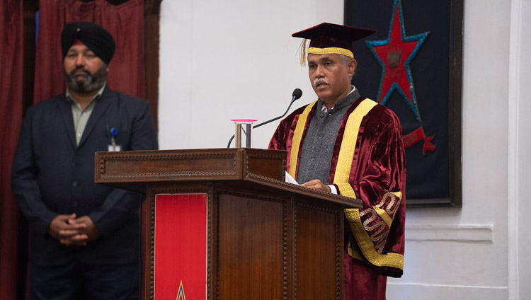 College Principal, Prof John Varghese, welcoming the audience and guests to the Founder’s Day celebrations at St Stephen's College in New Delhi, India on December 7, 2018. Photo by Lobsang Tsering College Principal, Prof John Varghese, welcoming the audience and guests to the Founder’s Day celebrations at St Stephen's College in New Delhi, India on December 7, 2018. Photo by Lobsang Tsering