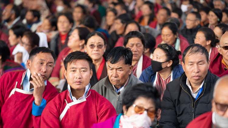 Some of the almost 15,000 people attending His Holiness the Dalai Lama's teaching at the Kalachakra Ground in Bodhgaya, Bihar, India on December 24, 2018. Photo by Lobsang Tsering