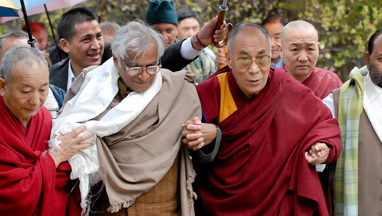 His Holiness the Dalai Lama with George Fernandes in Dharamsala, HP, India on March 10, 2007. Photo by Tenzin Choejor His Holiness the Dalai Lama with George Fernandes in Dharamsala, HP, India on March 10, 2007. Photo by Tenzin Choejor