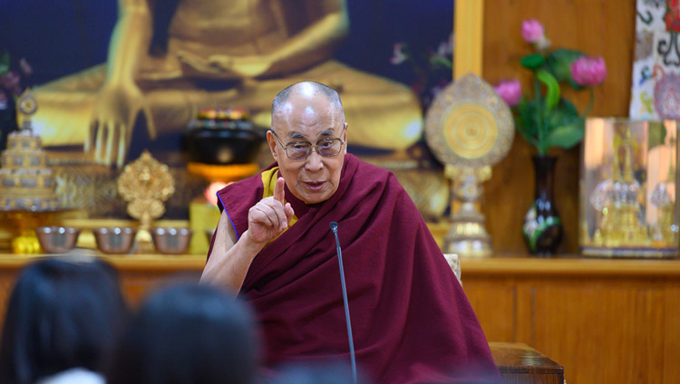 His Holiness the Dalai Lama addressing women from the Young FICCI Ladies Organisation at his residence in Dharamsala, HP, India on February 18, 2019. Photo by Tenzin Choejor His Holiness the Dalai Lama addressing women from the Young FICCI Ladies Organisation at his residence in Dharamsala, HP, India on February 18, 2019. Photo by Tenzin Choejor