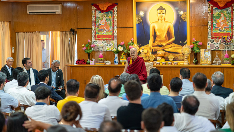 His Holiness the Dalai Lama addressing members of a group from Iran during their meeting at his residence in Dharamsala, HP, India on June 7, 2019. Photo by Tenzin Choejor His Holiness the Dalai Lama addressing members of a group from Iran during their meeting at his residence in Dharamsala, HP, India on June 7, 2019. Photo by Tenzin Choejor