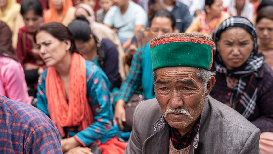 Members of the audience listening to His Holiness the Dalai Lama on the first day of his teachings in Manali, HP, India on August 13, 2019. Photo by Tenzin Choejor Members of the audience listening to His Holiness the Dalai Lama on the first day of his teachings in Manali, HP, India on August 13, 2019. Photo by Tenzin Choejor