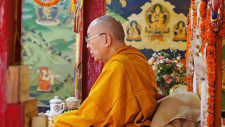 His Holiness the Dalai Lama addressing the monks during his visit to Ön Ngari Monastery in Manali, HP, India on August 23, 2019. Photo by Ven Tenzin Jamphel His Holiness the Dalai Lama addressing the monks during his visit to Ön Ngari Monastery in Manali, HP, India on August 23, 2019. Photo by Ven Tenzin Jamphel