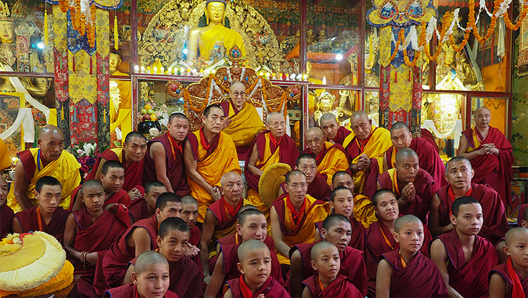 His Holiness the Dalai Lama posing with monks from the monastery during his visit to Ön Ngari Monastery in Manali, HP, India on August 23, 2019. Photo by Jeremy Russell His Holiness the Dalai Lama posing with monks from the monastery during his visit to Ön Ngari Monastery in Manali, HP, India on August 23, 2019. Photo by Jeremy Russell