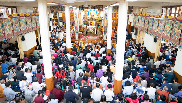 A view of inside the Main Tibetan Temple on the first day of His Holiness the Dalai Lama's teachings in Dharamsala, HP, India on September 4, 2019. Photo by Tenzin Choejor A view of inside the Main Tibetan Temple on the first day of His Holiness the Dalai Lama's teachings in Dharamsala, HP, India on September 4, 2019. Photo by Tenzin Choejor