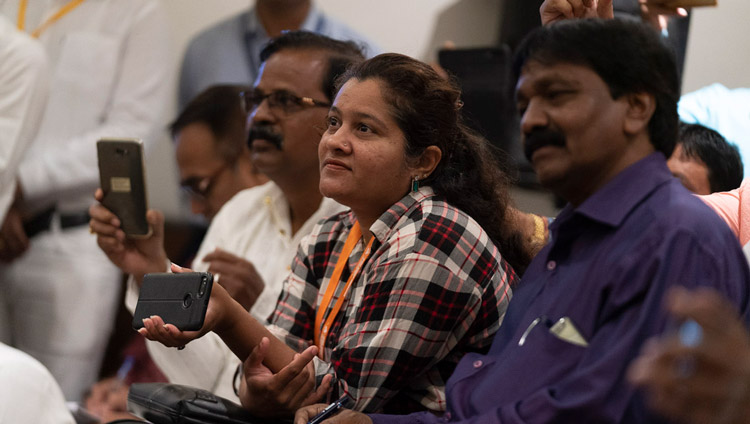 Members of the media listening to His Holiness the Dalai Lama during their meeting in Aurangabad, Maharashtra, India on November 23, 2019. Photo by Tenzin Choejor Members of the media listening to His Holiness the Dalai Lama during their meeting in Aurangabad, Maharashtra, India on November 23, 2019. Photo by Tenzin Choejor