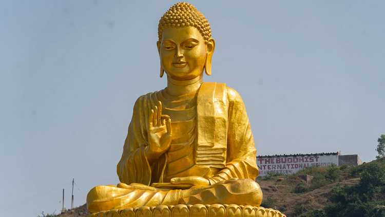 A view of the golden Buddha stature at the Lokuttara International Bhikku Training Center in Aurangabad, Maharashtra, India on November 23, 2019. Photo by Tenzin Choejor A view of the golden Buddha stature at the Lokuttara International Bhikku Training Center in Aurangabad, Maharashtra, India on November 23, 2019. Photo by Tenzin Choejor