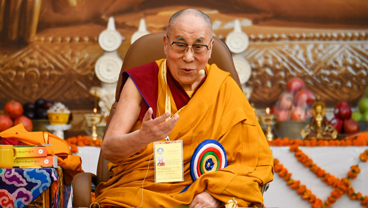 His Holiness the Dalai Lama addressing the gathering at the 25th Founding Anniversary of Kirti Jepa Dratsang in Dharamsala, HP, India on December 7, 2019. Photo by Manuel Bauer His Holiness the Dalai Lama addressing the gathering at the 25th Founding Anniversary of Kirti Jepa Dratsang in Dharamsala, HP, India on December 7, 2019. Photo by Manuel Bauer