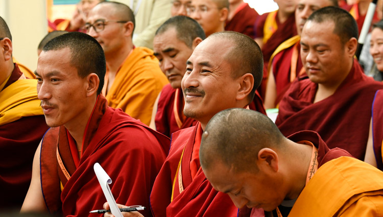 Members of the audience listening to His Holiness the Dalai Lama during the inauguration of the Symposium on Monastic Education to mark the 25th anniversary of Kirti Jepa Dratsang in Dharamsala, HP, India on December 7, 2019. Photo by Manuel Bauer Members of the audience listening to His Holiness the Dalai Lama during the inauguration of the Symposium on Monastic Education to mark the 25th anniversary of Kirti Jepa Dratsang in Dharamsala, HP, India on December 7, 2019. Photo by Manuel Bauer