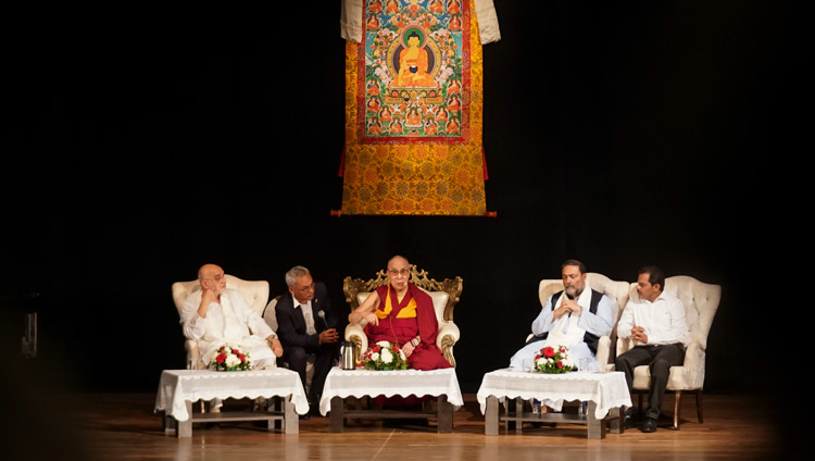 His Holiness the Dalai Lama speaking on "The Relevance of the Ancient Nalanda Tradition in Modern Times" at Kala Academy in Goa, India on December 11, 2019. Photo by Lobsang Tsering His Holiness the Dalai Lama speaking on "The Relevance of the Ancient Nalanda Tradition in Modern Times" at Kala Academy in Goa, India on December 11, 2019. Photo by Lobsang Tsering