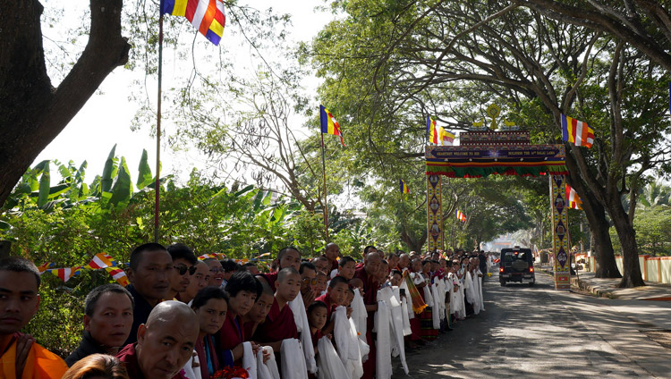 Local people from the surrounding Tibetan settlement lining the road to catch a glimpse of His Holiness the Dalai Lama as he drives from Drepung Monastery to Gaden Monastery in Mundgod, Karnataka, India on December 18, 2019. Photo by Lobsang Tsering Local people from the surrounding Tibetan settlement lining the road to catch a glimpse of His Holiness the Dalai Lama as he drives from Drepung Monastery to Gaden Monastery in Mundgod, Karnataka, India on December 18, 2019. Photo by Lobsang Tsering