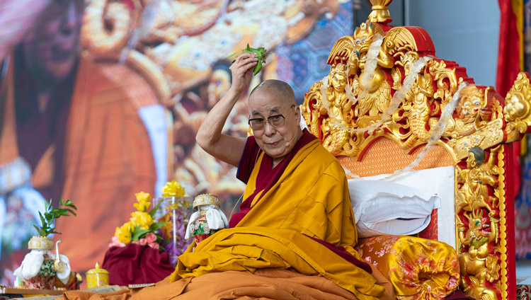 His Holiness the Dalai Lama giving the Avalokiteshvara Empowerment at the Kalachakra Ground in Bodhgaya, Bihar, India on January 3, 2020. Photo by Tenzin Choejor His Holiness the Dalai Lama giving the Avalokiteshvara Empowerment at the Kalachakra Ground in Bodhgaya, Bihar, India on January 3, 2020. Photo by Tenzin Choejor
