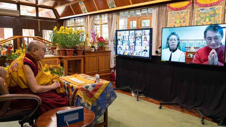 A member of the online audience in Korea asking His Holiness the Dalai Lama a question during the final day of teachings from his residence in Dharamsala, HP, India on January 7, 2021. Photo by Ven Tenzin Jamphel A member of the online audience in Korea asking His Holiness the Dalai Lama a question during the final day of teachings from his residence in Dharamsala, HP, India on January 7, 2021. Photo by Ven Tenzin Jamphel