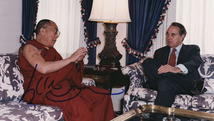 His Holiness the Dalai Lama with Senator Bob Dole in 1997. His Holiness the Dalai Lama with Senator Bob Dole in 1997.