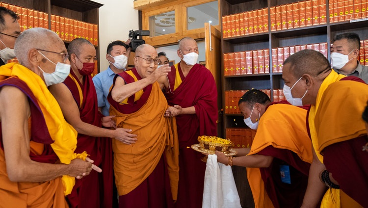 His Holiness the Dalai Lama consecrating the newly constructed Thiksey Library and Learning Centre at Tiksey Monastery in Leh, Ladakh, UT, India on July 25, 2022. Photo by Tenzin Choejor His Holiness the Dalai Lama consecrating the newly constructed Thiksey Library and Learning Centre at Tiksey Monastery in Leh, Ladakh, UT, India on July 25, 2022. Photo by Tenzin Choejor