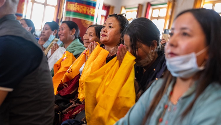 Members of the audience listening to His Holiness the Dalai Lama's talk at Thupstanling Gonpa in Diskit Tsal, Leh, Ladakh, UT, India on August 23, 2022. Photo by Tenzin Choejor Members of the audience listening to His Holiness the Dalai Lama's talk at Thupstanling Gonpa in Diskit Tsal, Leh, Ladakh, UT, India on August 23, 2022. Photo by Tenzin Choejor