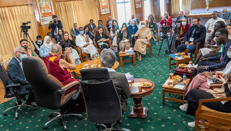 A view of the meeting room at His Holiness the Dalai Lama's residence on the second day of the dialogue with United States Insitute of Peace (USIP) youth leaders in Dharamsala, HP, India on September 23, 2022. Photo by Tenzin Choejor A view of the meeting room at His Holiness the Dalai Lama's residence on the second day of the dialogue with United States Insitute of Peace (USIP) youth leaders in Dharamsala, HP, India on September 23, 2022. Photo by Tenzin Choejor