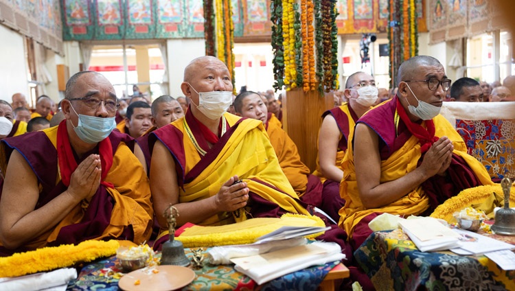 Members of the audience inside the Main Tibetan Temple listening to His Holiness the Dalai Lama during the Long Life Offering ceremony in Dharamsala, HP, India on November 30, 2022. Photo by Tenzin Choejor Members of the audience inside the Main Tibetan Temple listening to His Holiness the Dalai Lama during the Long Life Offering ceremony in Dharamsala, HP, India on November 30, 2022. Photo by Tenzin Choejor