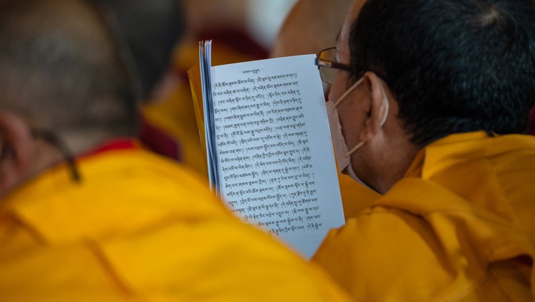 Monks in the audience following the Nagarjuna’s ‘Commentary on the Awakening Mind’ being taught by His Holiness the Dalai Lama on the second day of teachings in Bodhgaya, Bihar, India on December 30, 2022. Photo by Tenzin Choejor Monks in the audience following the Nagarjuna’s ‘Commentary on the Awakening Mind’ being taught by His Holiness the Dalai Lama on the second day of teachings in Bodhgaya, Bihar, India on December 30, 2022. Photo by Tenzin Choejor