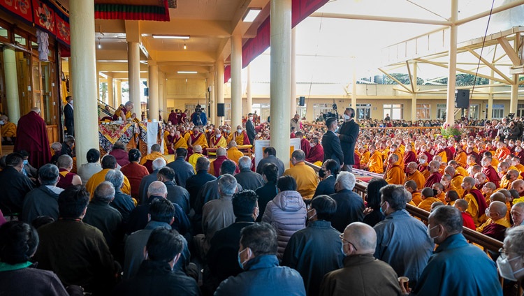 A view of some of the more than 12,000 people gathered to listen to His Holiness the Dalai Lama read from the Jataka Tales at the yard of the Tsuglagkhang in Dharamsala, HP, India on March 7, 2023. Photo by Tenzin Choejor A view of some of the more than 12,000 people gathered to listen to His Holiness the Dalai Lama read from the Jataka Tales at the yard of the Tsuglagkhang in Dharamsala, HP, India on March 7, 2023. Photo by Tenzin Choejor